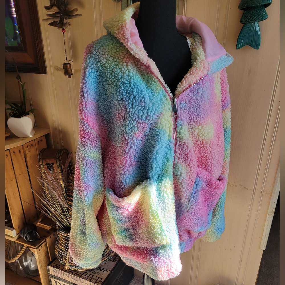 Sugar Thrills women size medium teddy jacket-multi colored